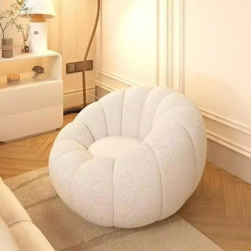 Fashionable and high-end Nordic style lazy pumpkin shaped small-sized single person reclining tatami sofa chair for leisure