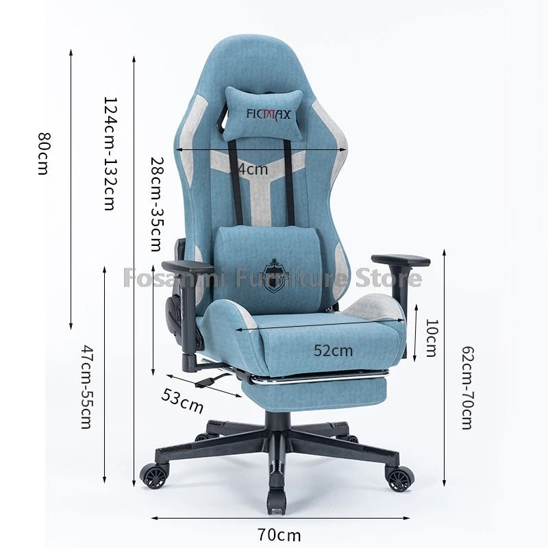 Tech Fabric Adjustable Modern Gamer Computer Chair with Headrest Recline Office Desk Chair Ergonomic Home Wide Seat Gaming Chair