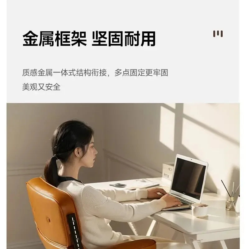 Retro Creative Computer Chair Comfortable Office Home Leather Robin Chair Light Luxury Study Chairs Ergonomic Seat Swivel Chairs