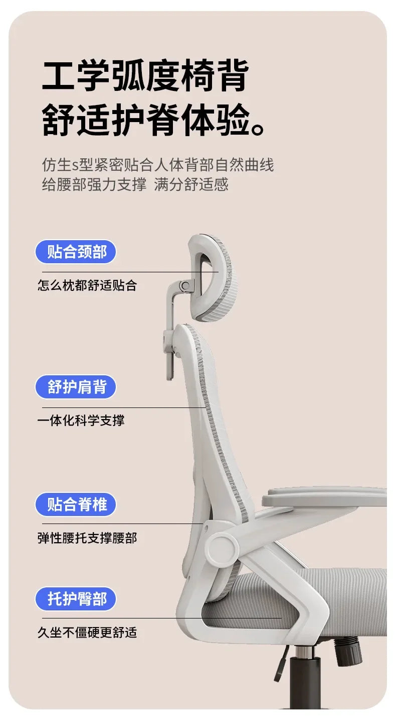 Ergonomic Chair Office Chair Sedentary Not Tired Lifting and Lowering Adjustable Bureaustoel Household and Office Supplies