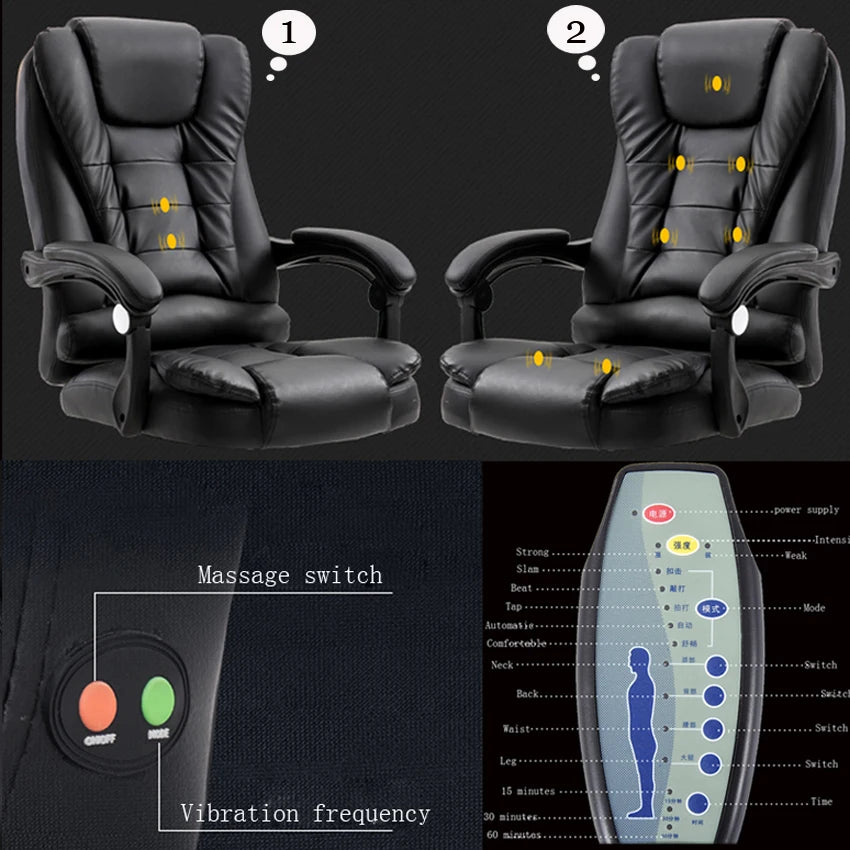 Office Boss Chair Ergonomic Computer Gaming Chair Internet Cafe Seat Household Reclining Seven-point massage Chair With Footrest