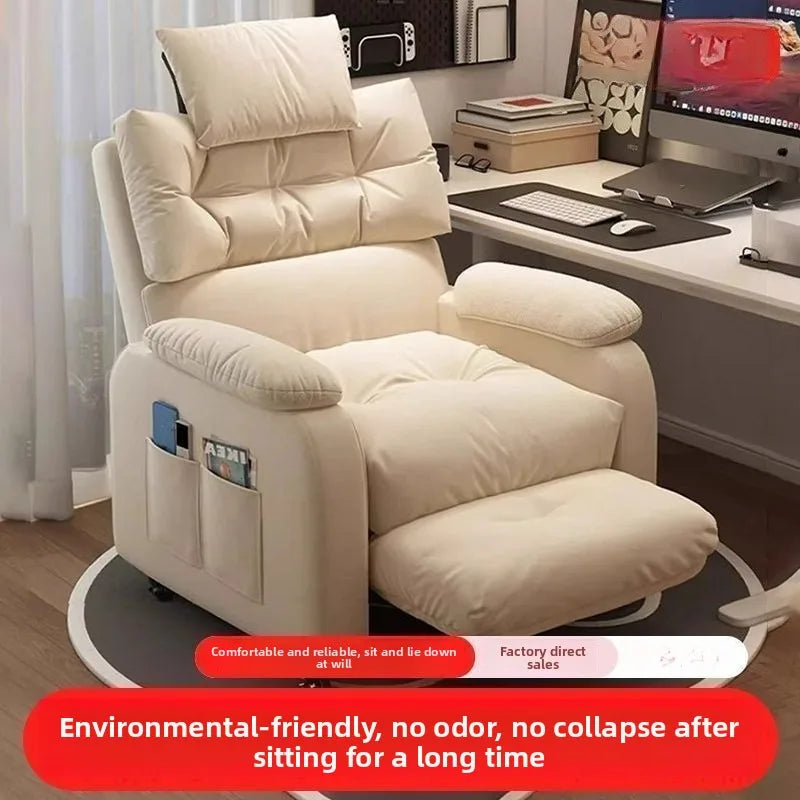 Home Comfortable Computer Chair with Headrest and Footrest, Reclining and Sitting, Movable with Wheels