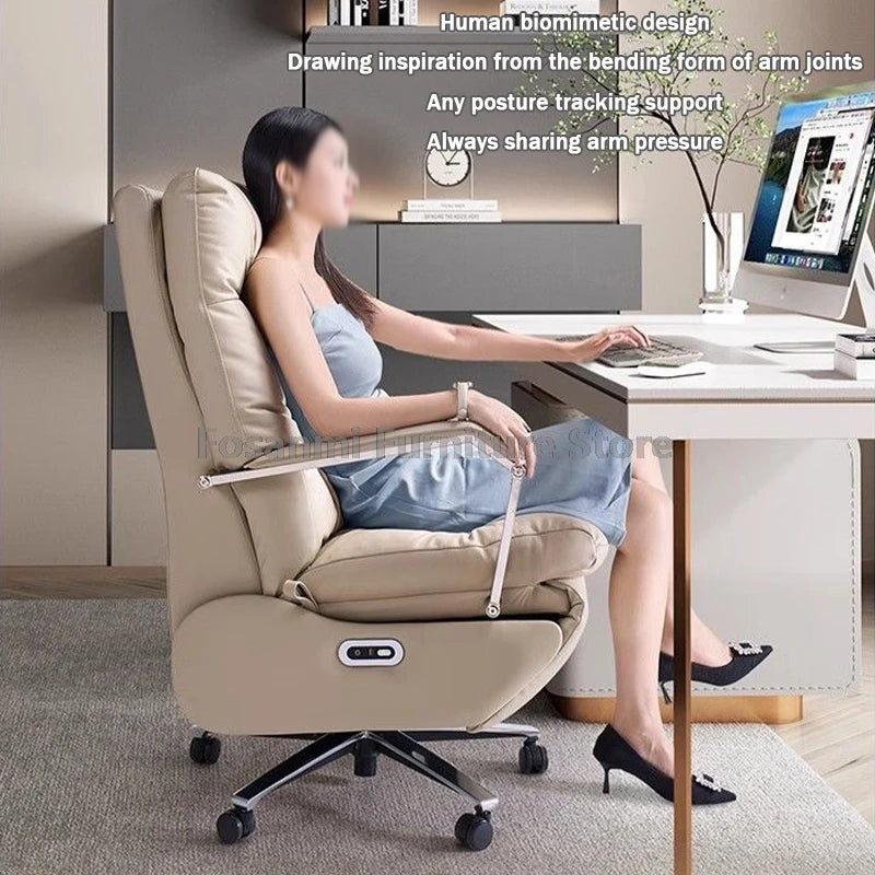 Adjustable Soft Gaming Swivel Chair Comfortable Leather Computer Office Chair with Footrest Thickened Back Desk Chairs for Home