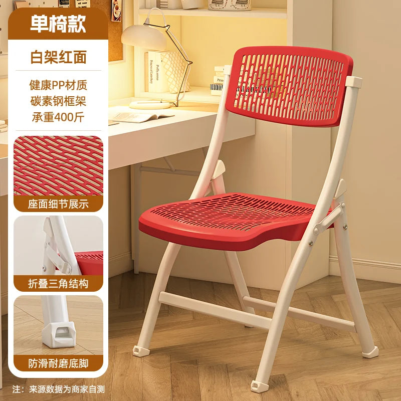 Foldable Office Chair with Thickened Seat, Anti-Slip Portable Training Chair, Breathable Computer Chair, Space Saving Stoo