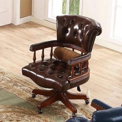 Genuine Leather Modern Office Chair Wheels Luxury Computer Gaming Chair Lounge Ergonomical Chaise De Bureau Home Furniture