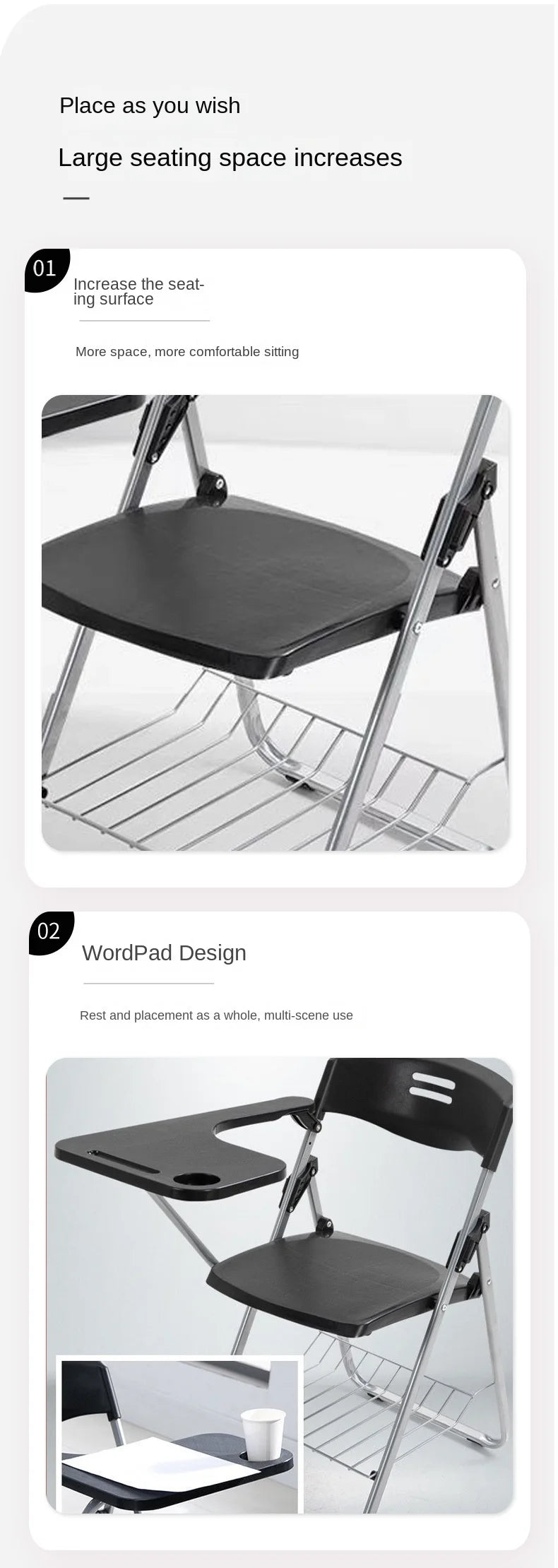 H2O Training Chair Meeting Learning Writing Chair Integrated Training Chair With Writing Board Folding Training Chair Hot New