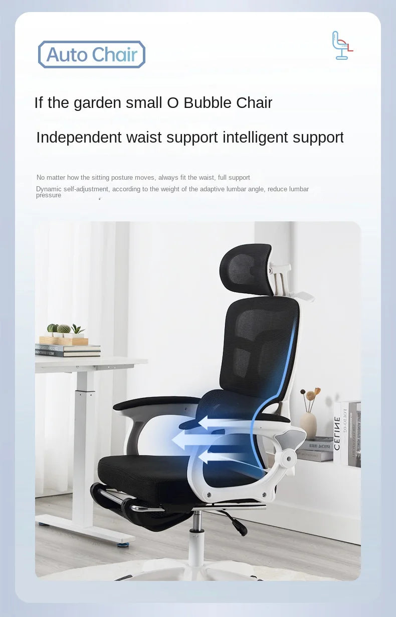 Olevo Wooden Ergonomic Chair Dormitory Movable Rotating Study Chair Office Sitting Comfortable Lying Waist Support Office Chair