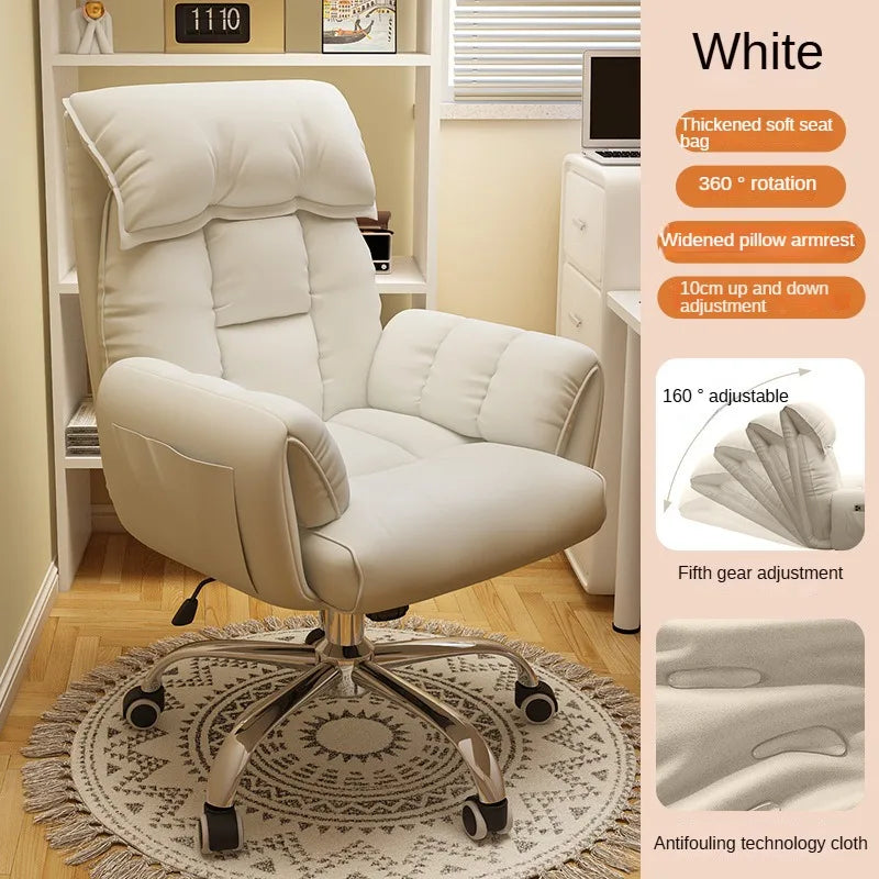 Gaming Chair Soft Comfortable Ergonomic Office Chair 4D Adjustable Armrest Headrest Recliner for Women 160° Lie Flat Boss Chair