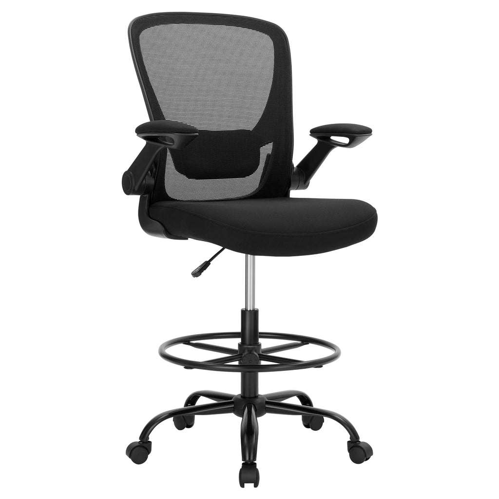 SONGMICS Drafting Chair with Flip-up Armrests, Mesh Office Chair, Ergonomic Painting Chair