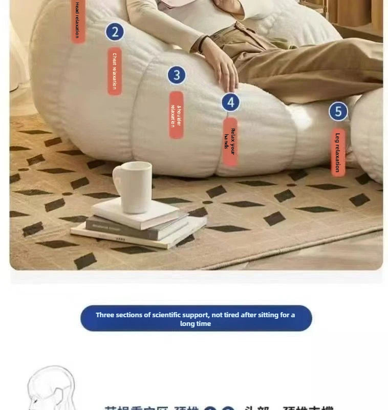 Fashionable and high-end Nordic style lazy pumpkin shaped small-sized single person reclining tatami sofa chair for leisure