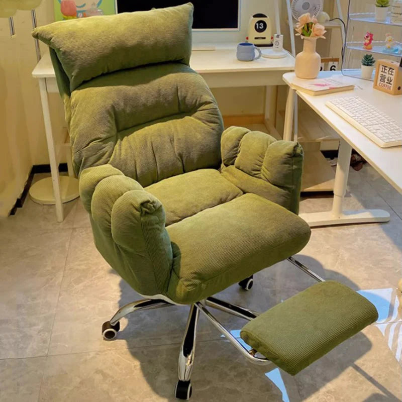 Modern Velour Office Chairs Footrest Adjustable Arm Gaming Recliner Office Chairs Ergonomic Comfy Cadeira Gamer Furniture