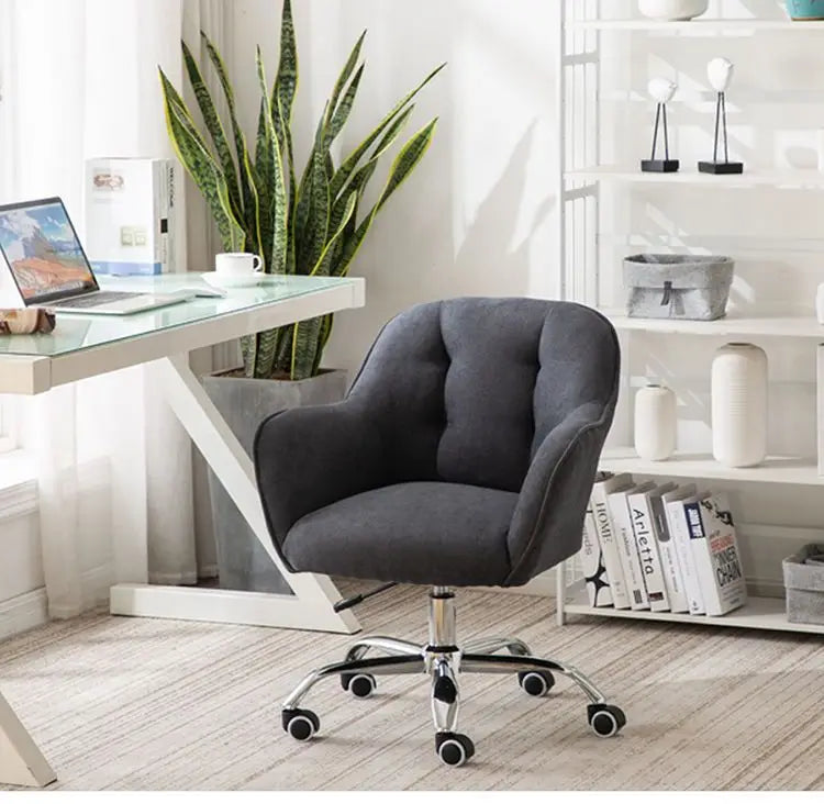 MOMO Scandinavian Simple Small Computer Chair Sedentary Fabric Backrest Chair Study Office Swivel Chair Can Lift Household Chair