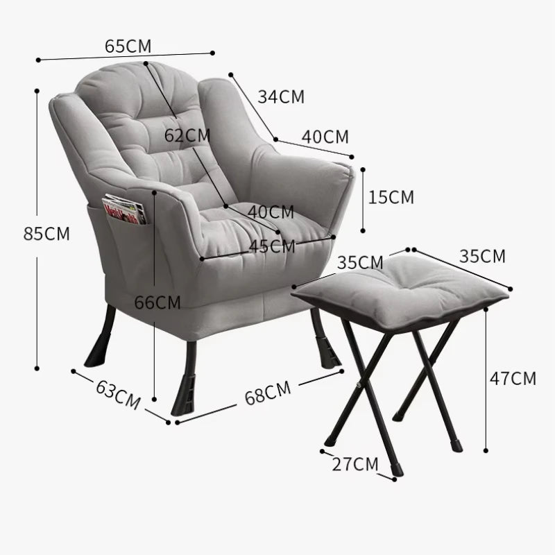 Sofa Chair Home Recreational Computer Chair Balcony Reclining Chair Backrest Small Sofa Chairs Washable  Cotton and Linen