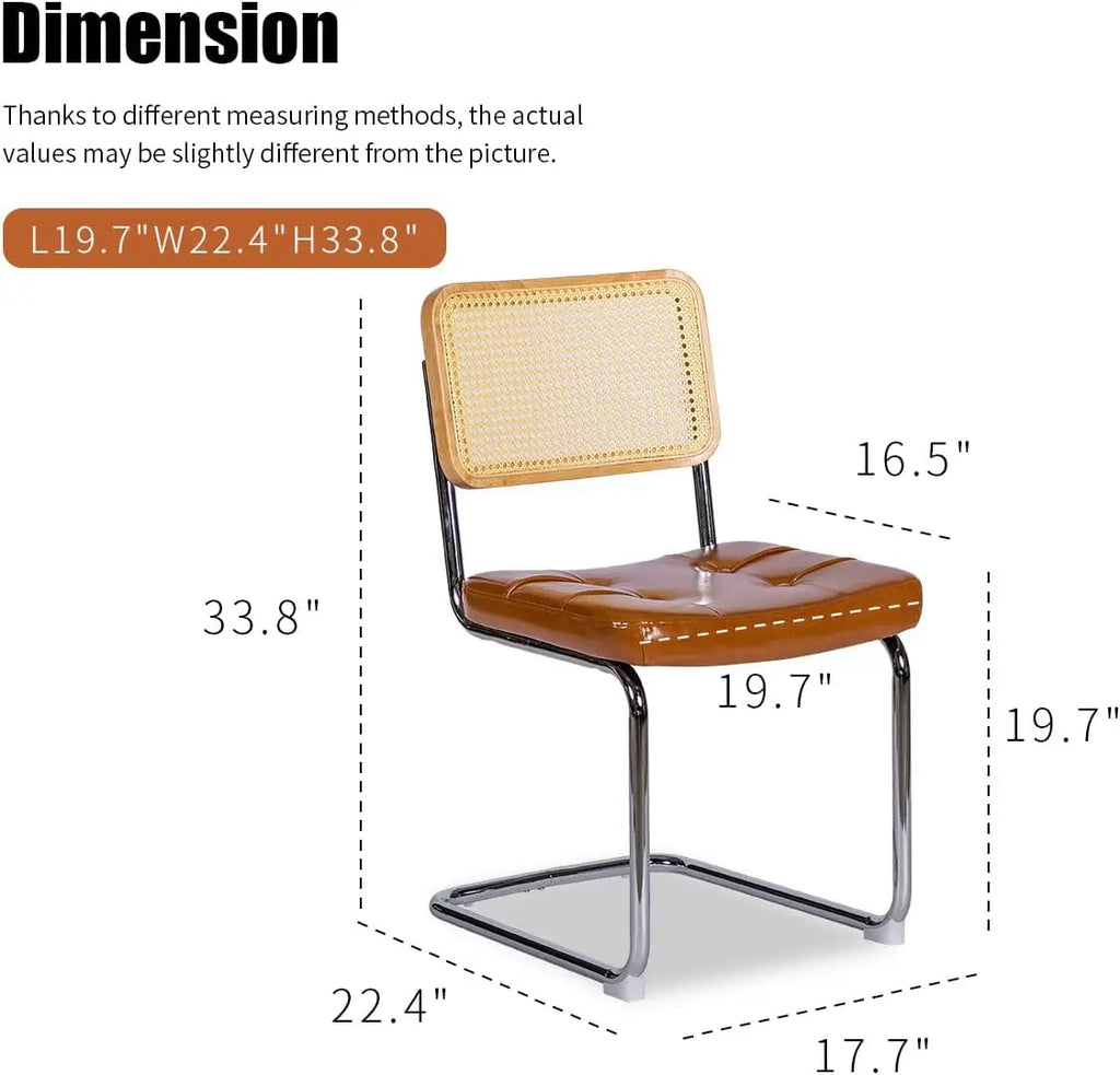 Faux Leather Rattan Side Accent Chairs with Chrome Legs,Modern Mid Century Designed Chairs for Dining,Living Room,Kitchen Chairs