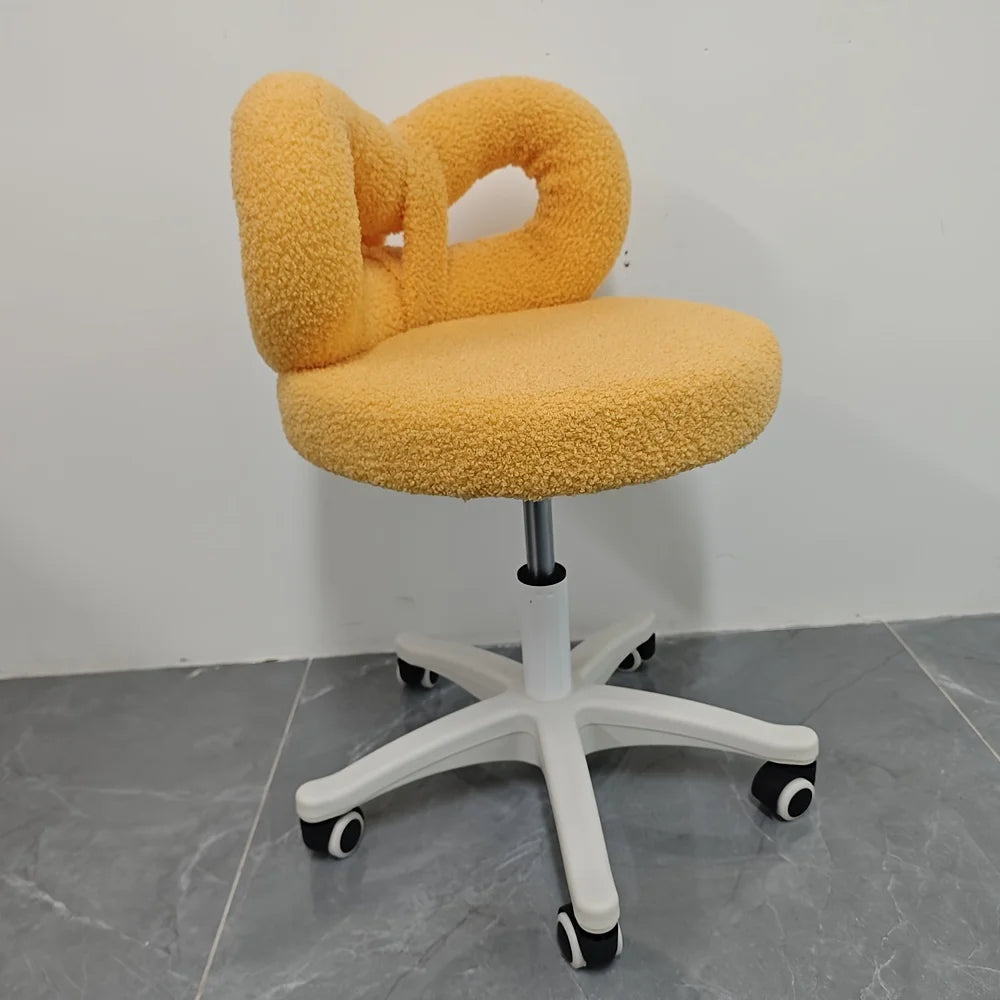 Elegant Modern Swivel Makeup Chair with Aluminum Alloy Base, Upholstered Leather,Adult Minimalist Vanity Seating for Living Room