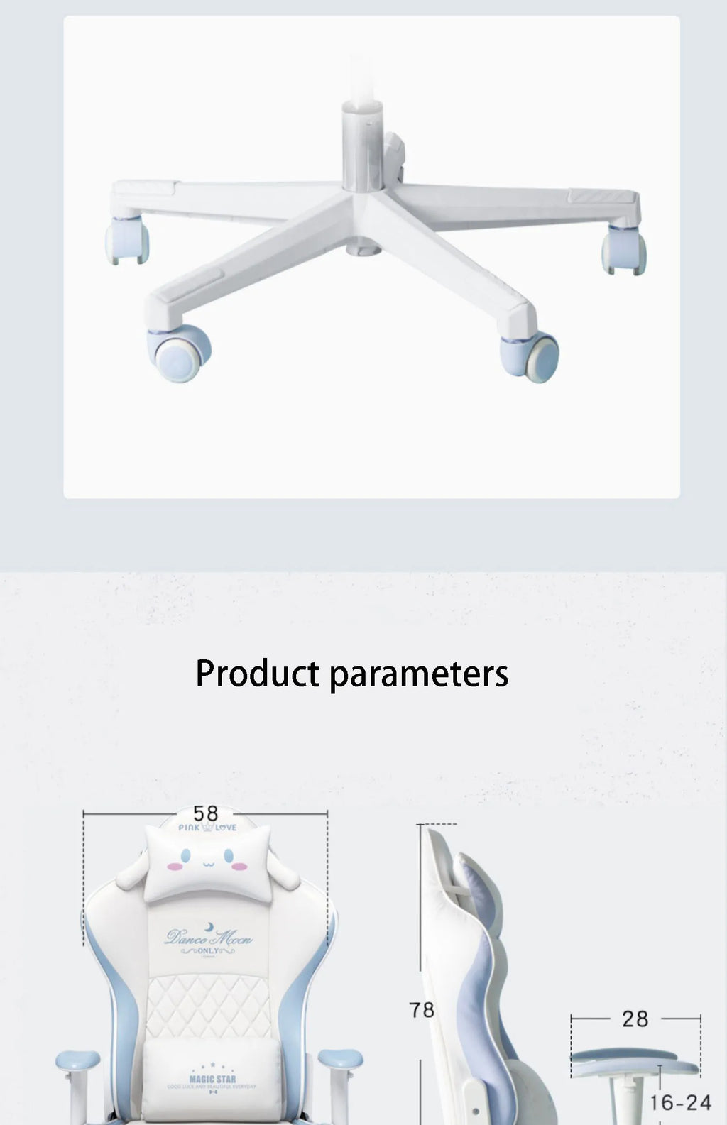 New Upgraded Office Chair Student Dormitory Clear Blue Gaming Chair Bedroom Lift Rotating Armrest Diamond Texture Cushion