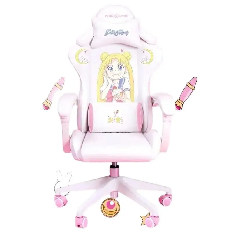 2024 Hot Sale Cute Pink E-sports Gaming Chair Home Girls Live Game Sports Seat Anchor Computer Chair Office Rotatable Liftable