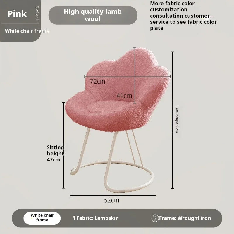 Nordic Lamb wool living room chairs INS luxury swivel soft Armchair bedroom reading makeup vanity Backrest Stool home furniture