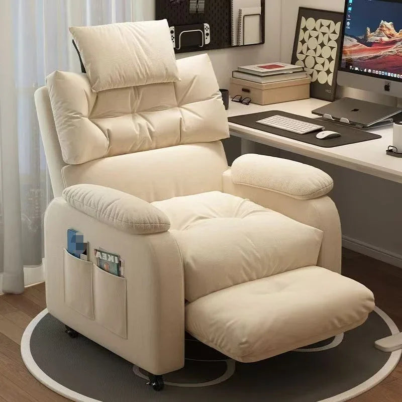 Home Comfortable Computer Chair with Headrest and Footrest, Reclining and Sitting, Movable with Wheels