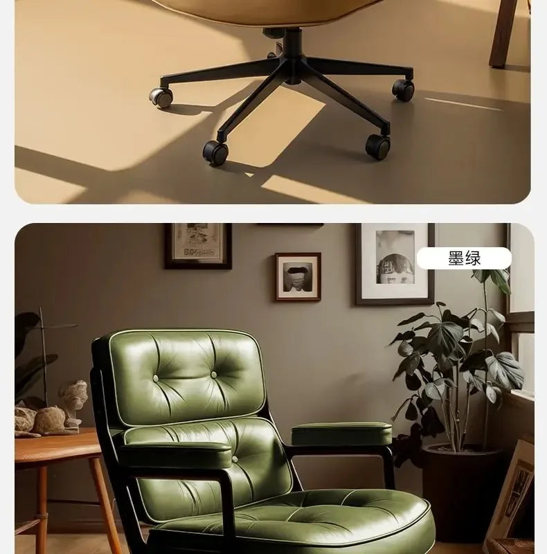 Retro Creative Computer Chair Comfortable Office Home Leather Robin Chair Light Luxury Study Chairs Ergonomic Seat Swivel Chairs