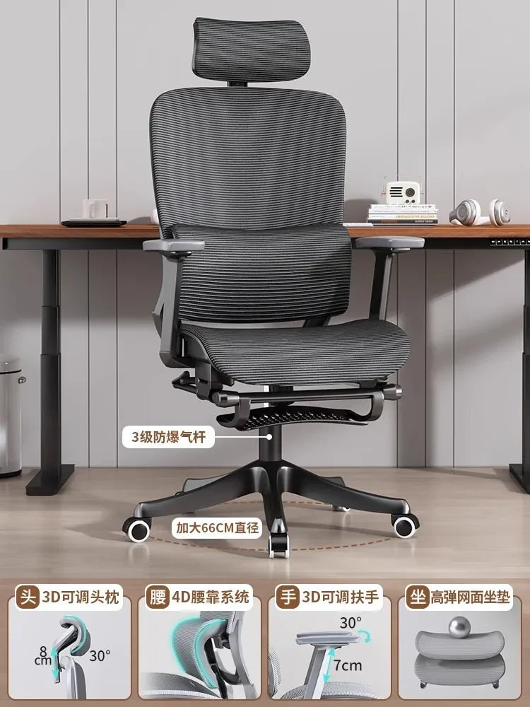 Adjustable Ergonomic Office Chair with Lumbar Support, Breathable Mesh Back, Soft Seat, and Tilt Function for Extended Sitting