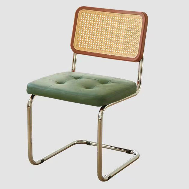 Faux Leather Rattan Side Accent Chairs with Chrome Legs,Modern Mid Century Designed Chairs for Dining,Living Room,Kitchen Chairs