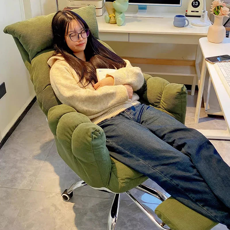 Modern Velour Office Chairs Footrest Adjustable Arm Gaming Recliner Office Chairs Ergonomic Comfy Cadeira Gamer Furniture