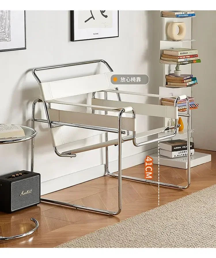 Nordic Vassili Leisure  Chair Single Chair Medieval Industrial Style Bauhaus Saddle Leather Simple Network Red Photo Furniture