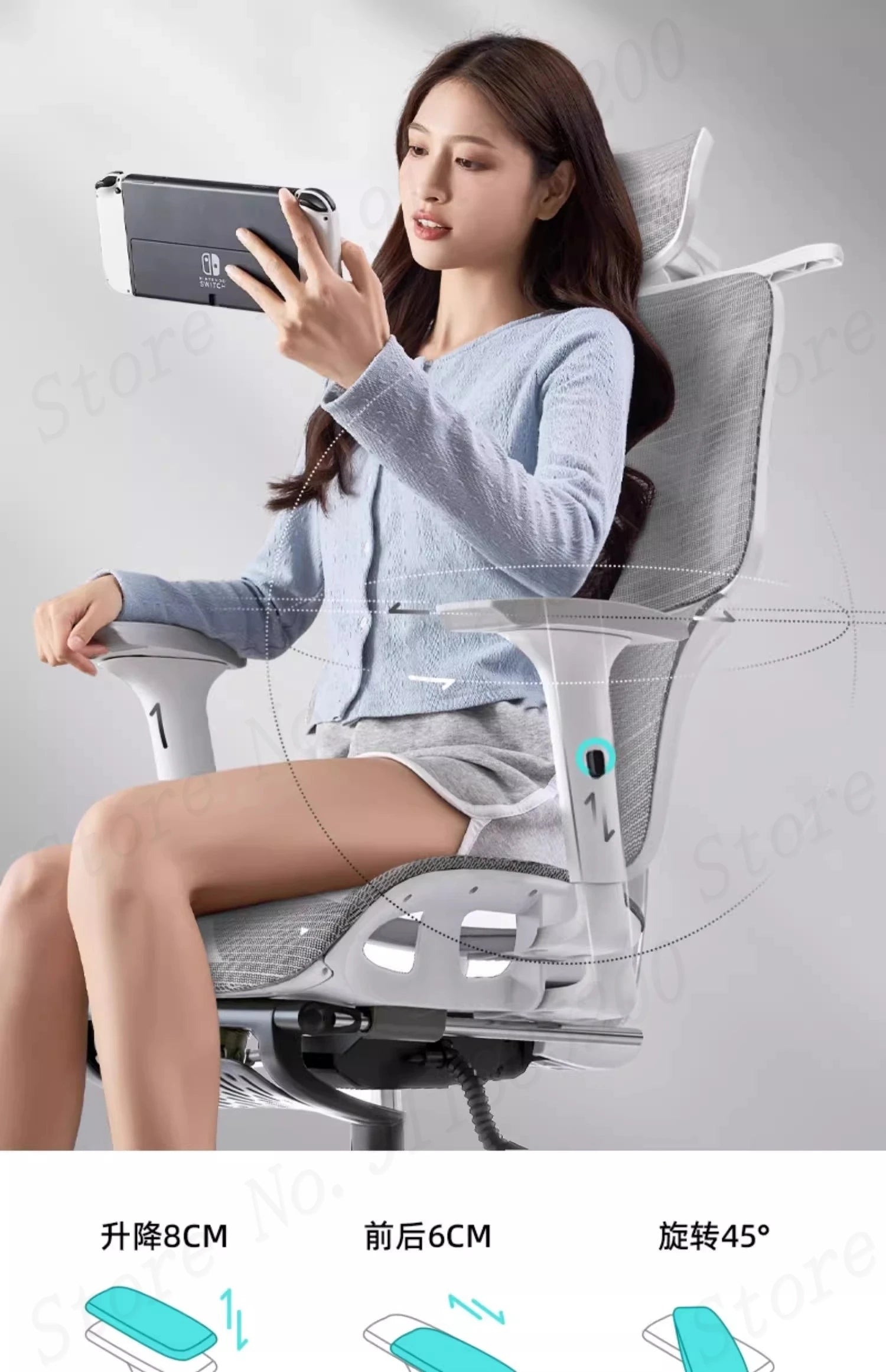 Ergonomic Computer Chair Home Office Lumbar Support Gaming chair Reclining Latex seat Breathable Mesh 4D Adjustable Armrest