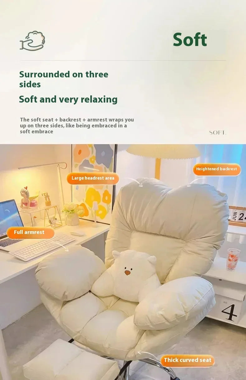 Computer Sofa Chair, Home Comfortable Sedentary Backrest Desk Chair, Anchor Live Broadcast Chair, Bedroom Office Chair Fauteuil