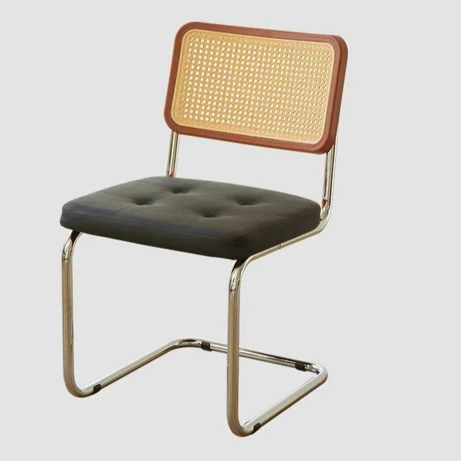 Faux Leather Rattan Side Accent Chairs with Chrome Legs,Modern Mid Century Designed Chairs for Dining,Living Room,Kitchen Chairs