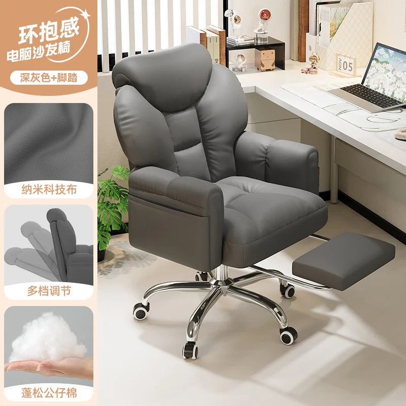 Modern White Office Chair Mobile Footrest Swivel Soft Gaming Chair Comfortable Aesthetic Sillas De Gamer Office Furniture