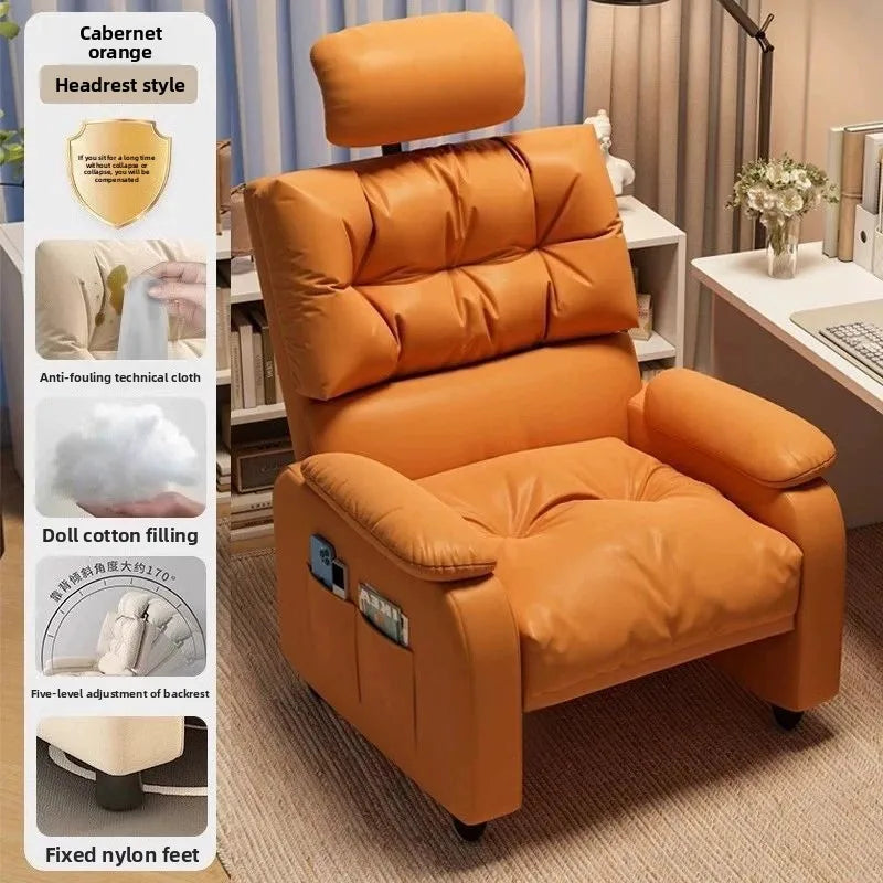 Home Comfortable Computer Chair with Headrest and Footrest, Reclining and Sitting, Movable with Wheels
