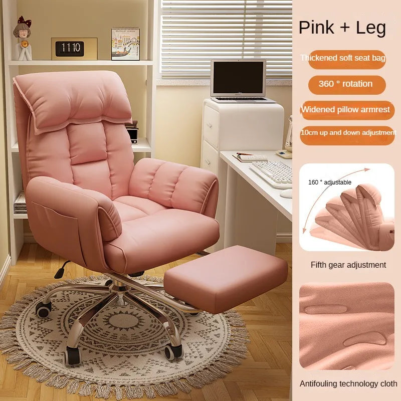 Gaming Chair Soft Comfortable Ergonomic Office Chair 4D Adjustable Armrest Headrest Recliner for Women 160° Lie Flat Boss Chair