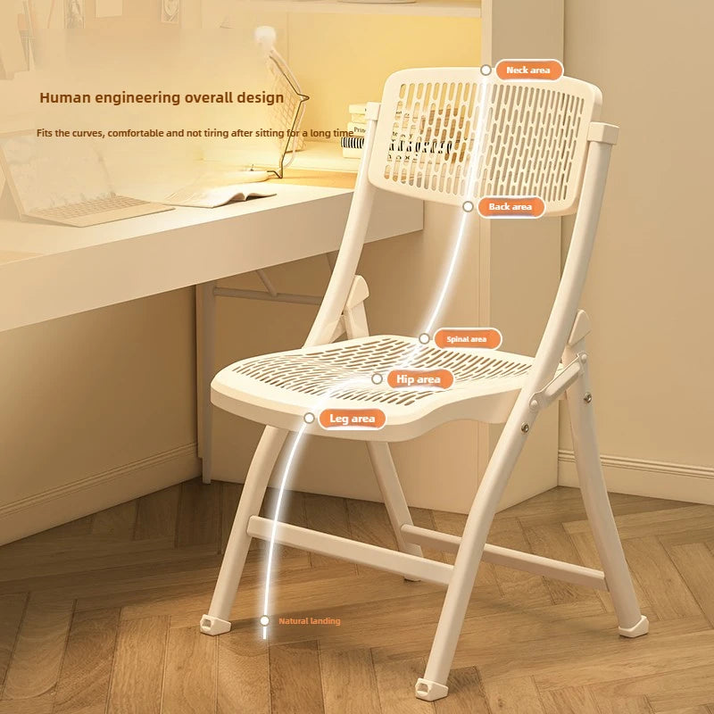 Foldable Office Chair with Thickened Seat, Anti-Slip Portable Training Chair, Breathable Computer Chair, Space Saving Stoo