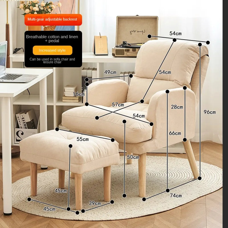 Living Room Lounge Chair Computer Chair Home Study Office Chair Bedroom Armchair Folding Single Person Sofa Chair Vanity