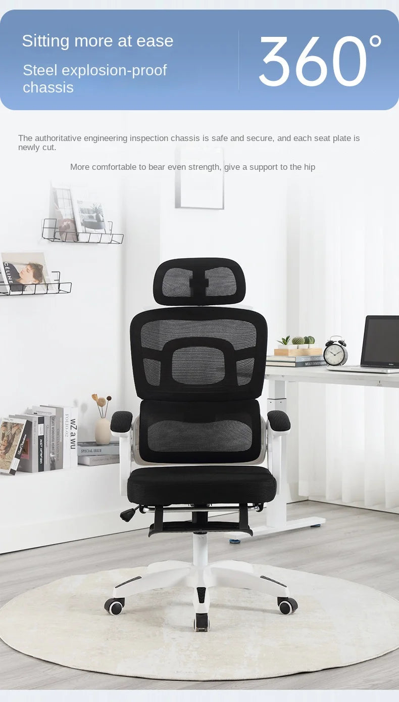 Olevo Wooden Ergonomic Chair Dormitory Movable Rotating Study Chair Office Sitting Comfortable Lying Waist Support Office Chair