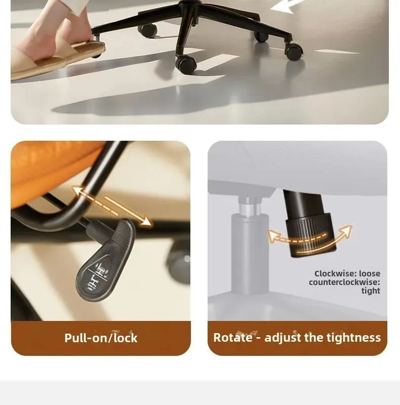 Retro Creative Computer Chair Comfortable Office Home Leather Robin Chair Light Luxury Study Chairs Ergonomic Seat Swivel Chairs