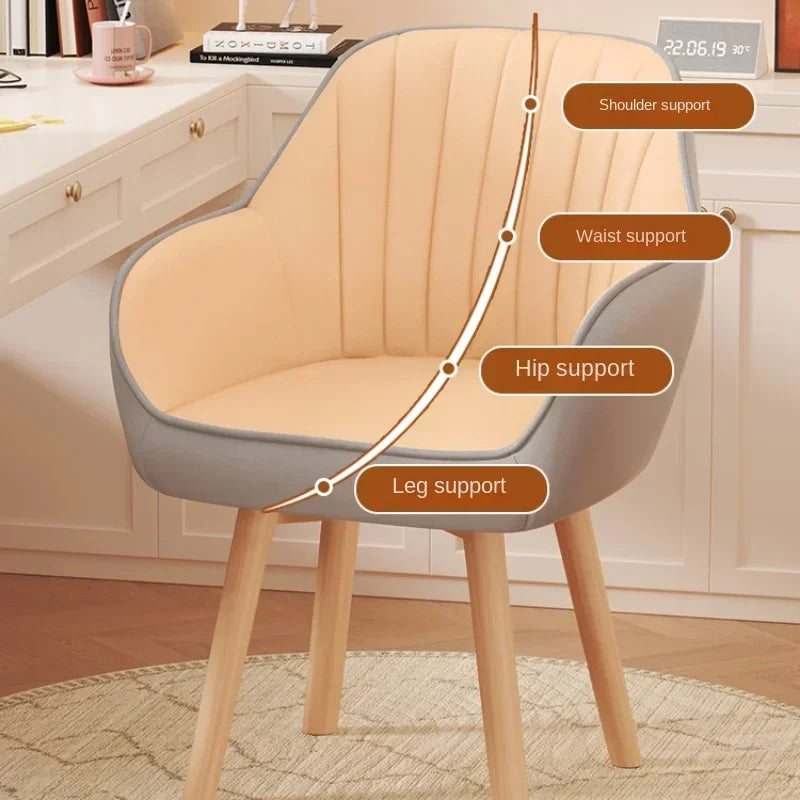 Prolonged Sitting Chair Comfortable Computer Seat Leather Backrest Chair Makeup Stool for Dormitory Study Versatile Seating