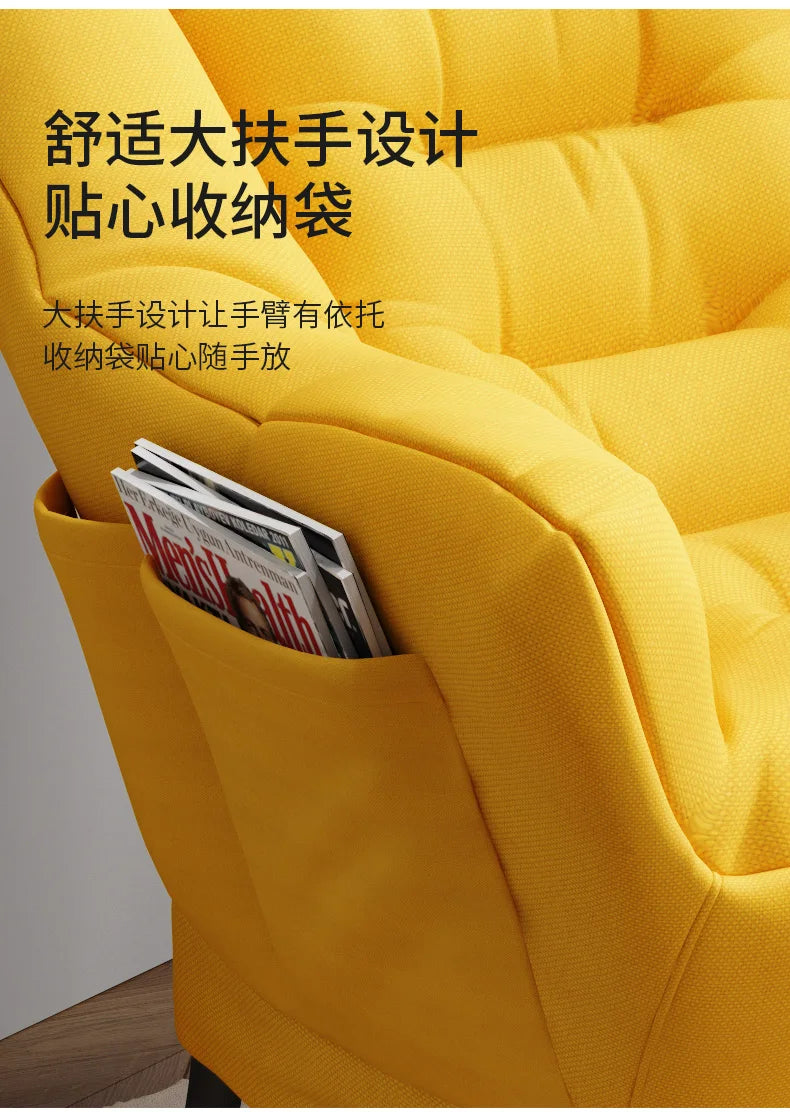 Sofa Chair Home Recreational Computer Chair Balcony Reclining Chair Backrest Small Sofa Chairs Washable  Cotton and Linen
