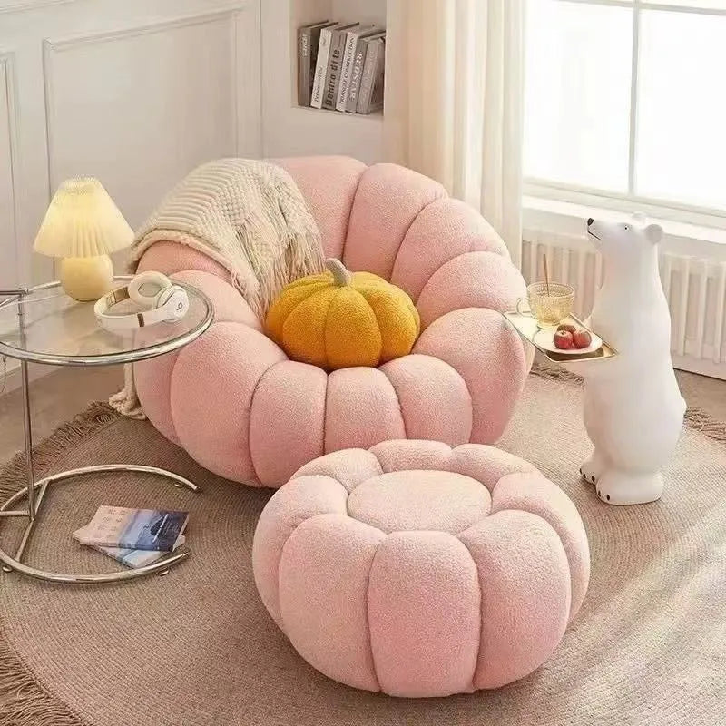 Fashionable and high-end Nordic style lazy pumpkin shaped small-sized single person reclining tatami sofa chair for leisure