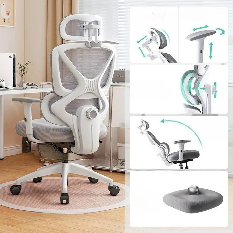 Gaming Chair Footrest Adjustable Office Ergonomic 3D Lumbar Design Breathable Mesh Layered Sponge Silla De Escritorio