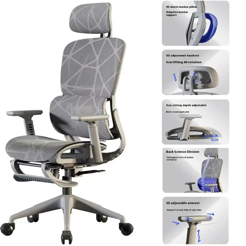 Ergonomic Office Chair Gaming Computer 3D Armchair Armrests Headrest Chair Lift High Back Sillas Gaming Foot Pedals Furniture