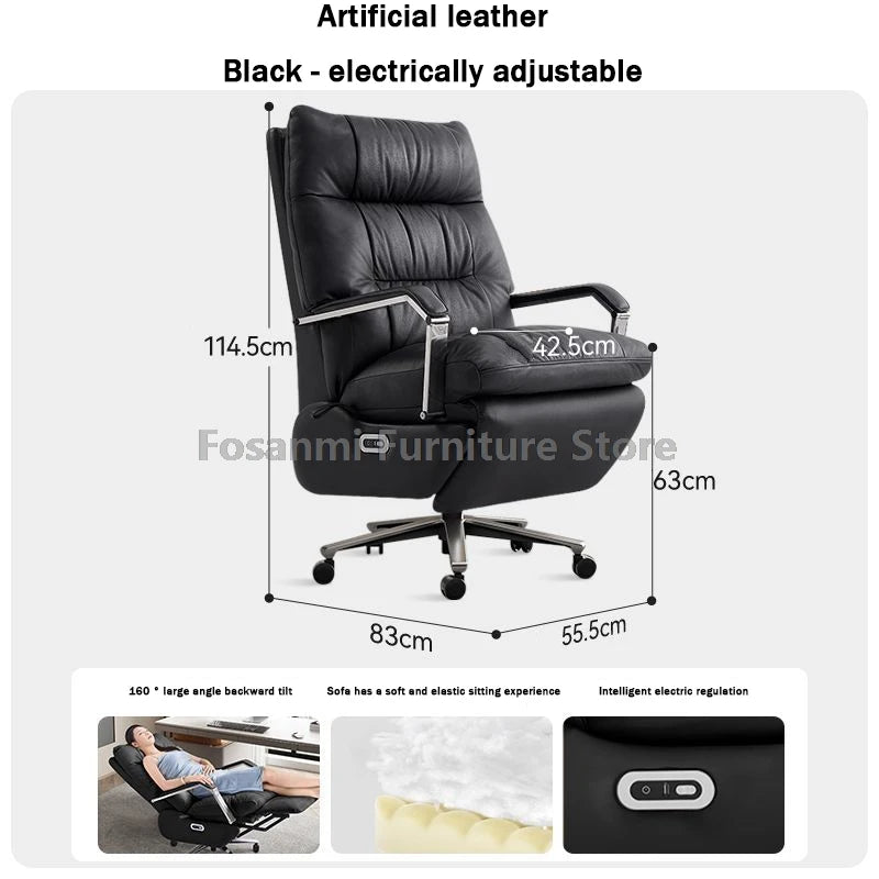 Adjustable Soft Gaming Swivel Chair Comfortable Leather Computer Office Chair with Footrest Thickened Back Desk Chairs for Home