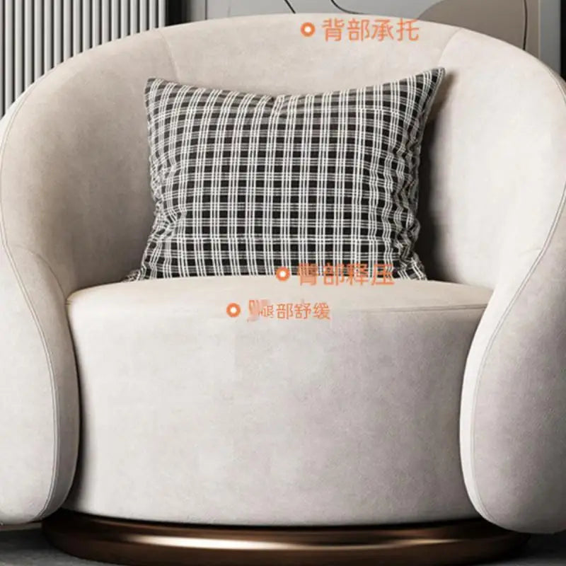 Nordic Entry Luxury Minimalist Leisure Chair Designer Chair Short Velvet Lazy Sofa Chair Living Room Tiger Chair Rotating Sofa