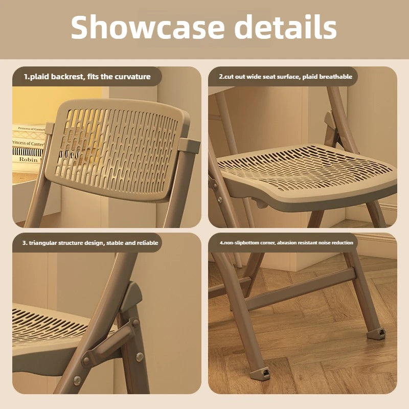 Foldable Office Chair with Thickened Seat, Anti-Slip Portable Training Chair, Breathable Computer Chair, Space Saving Stoo
