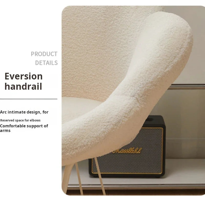 Nordic Lamb wool living room chairs INS luxury swivel soft Armchair bedroom reading makeup vanity Backrest Stool home furniture