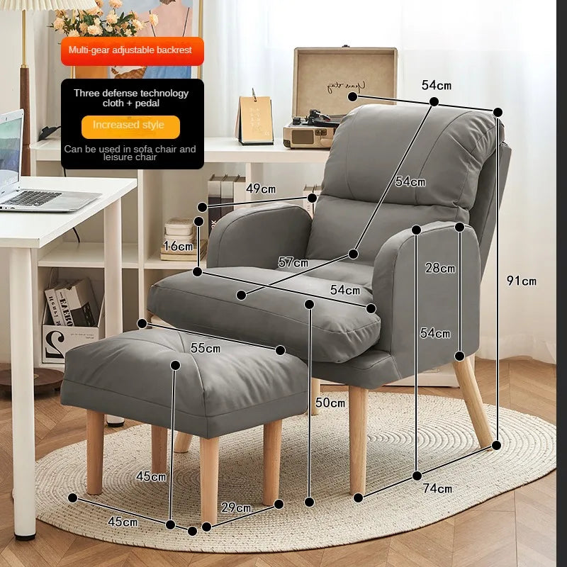 Living Room Lounge Chair Computer Chair Home Study Office Chair Bedroom Armchair Folding Single Person Sofa Chair Vanity