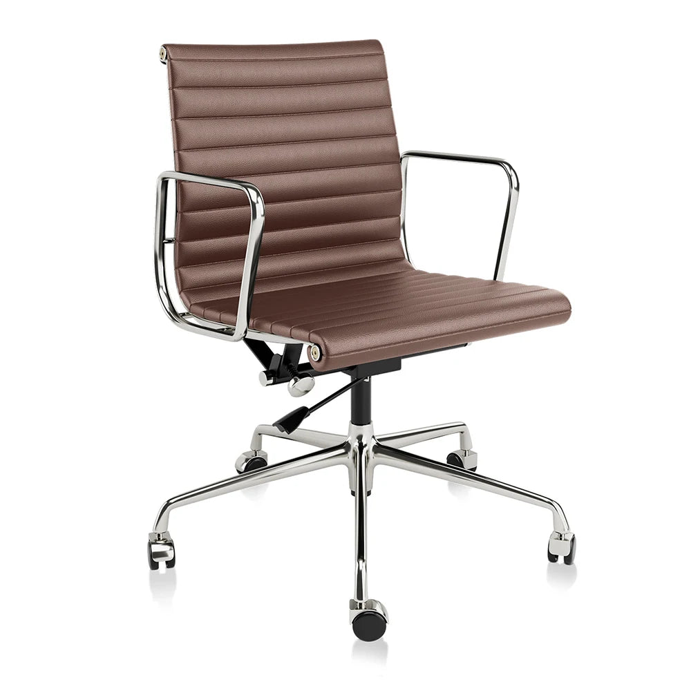 White Mid Back Genuine Leather Swivel Chairs Ergonomic Office Chair Adjustable Swivel Leather Gaming Chair Ribbed Office Chair