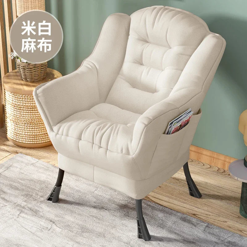 Sofa Chair Home Recreational Computer Chair Balcony Reclining Chair Backrest Small Sofa Chairs Washable  Cotton and Linen